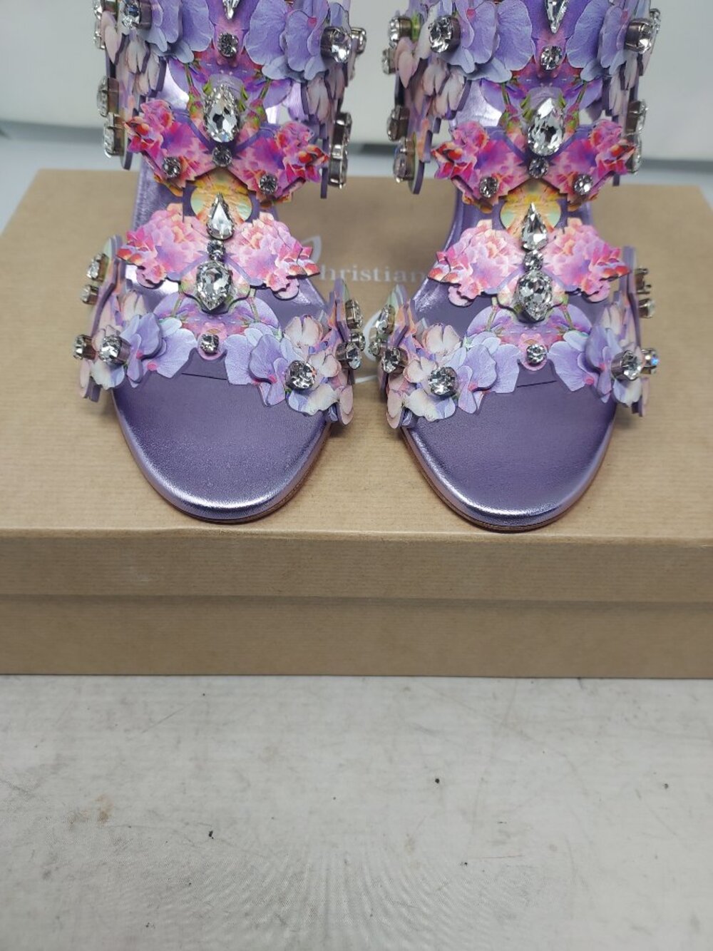 Christian Louboutin Purple Flora Jewel Heel Sandal - Picture 8 of 12